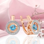 Gold earrings 585 Dancing Topaz zirconia