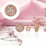 Rose gold earrings "Mosaic". Zirconia