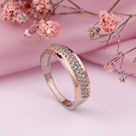 Stříbrný prsten se zlatým "Julieta". oxid zirkoničitý