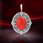 Pendant with coral. Silver