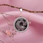 Colgante del zodiaco de plata "Piscis". Circonita y esmalte