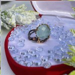 Gold-plated silver ring with aquamarine & zirconia