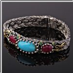 Pulseira com turquesa e rubis