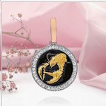 Ciondolo in argento con segno zodiacale "Cancro". Zirconia e smalto