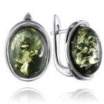 Yeşil kehribarlı gümüş küpe