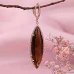 Gold-plated silver pendant with smoky quartz & zirconia