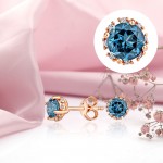 Серьги-гвоздики из розового золота. Лондонский топаз и фианиты