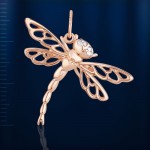 Dragonfly pendant. Gold & Fianites