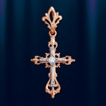 Cross pendant russian red gold