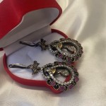 Silver earrings "Leyla". Ruby & Zirconia
