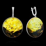 Silver earrings with honey amber
