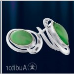 Серьги с нефритом. Русское серебро