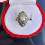 Srebrny pierścionek z opalem i markazytem