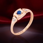 Gold ring with diamonds, sapphires