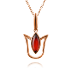 Gold-plated silver pendant "Lily". Amber