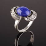 Ring met azuurblauwe steen zilver
