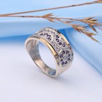 Silver ring with gold & zirconia "pattern"
