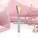 Silver cross pendant with gold & zirconia