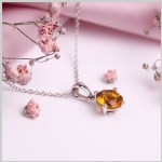 Pendentif Gianni Lazzaro en or blanc avec diamants et citrine