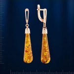 Серьги с янтарем Русское золото