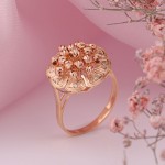 Gold ring made of Russian red gold 585 with zirconia