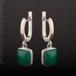 Русские серебряные серьги с хризопразом.