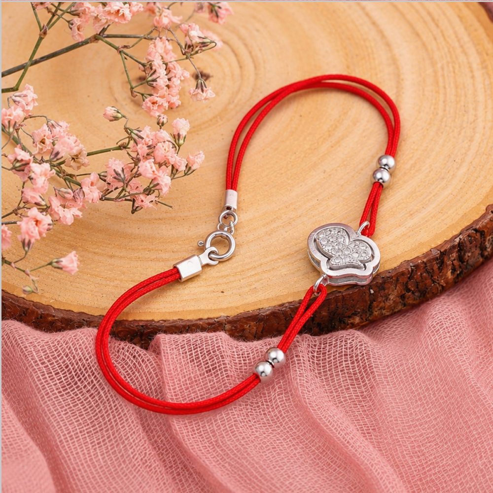 Pulseira têxtil com prata 925