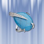 Rosyjski srebrny pierścionek z turkusem