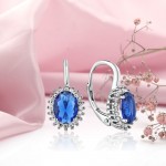 Zilveren oorbellen. Blauwe Toermalijn & Zirkonia