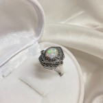 Silverring med opal & markasit