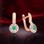 Øreringe med diamanter, smaragdguld 585