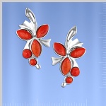 Русские серебряные серьги с кораллом.