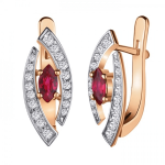 Gold earrings with rubies and diamonds