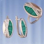 Русское серебро с золотом и малахитом