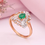 Bague en or avec diamants et chrysoprase