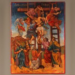 Rokas gleznošanas ikona Nokāpšana no krusta