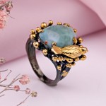 Gold-plated silver ring with turquoise