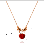 Collar de plata bañada en oro con ámbar.