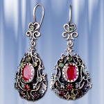 Серьги с рубином. Серебро 925 пробы