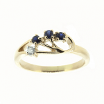 Gold ring with sapphires and diamond