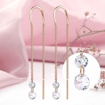 Pull-through earrings made of Russian 585 red gold zirconia