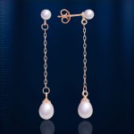 Kolczyki w kształcie sztyftu w kolorze różowego złota z perłami