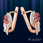 Earrings Russian gold with ruby