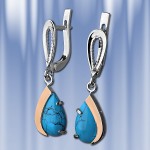 Earrings with turquoise. Silver Gold