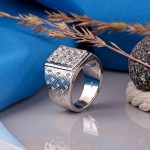 Silver men's ring "Splendor". Zirconia