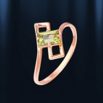 Zlatý prsteň s chryzolitom. Ruské zlaté šperky