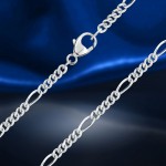 Silver necklace and bracelet "Figaro 5+1"