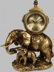 Bronzefigur mit Elefantenuhr