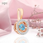 Pingente de ouro feito de ouro russo 585 Dancing Topaz Zirconia