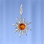 Pendant with amber silver